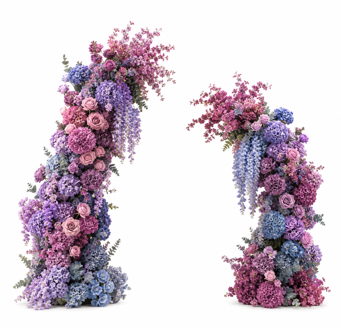 Arche de fleurs mauves
