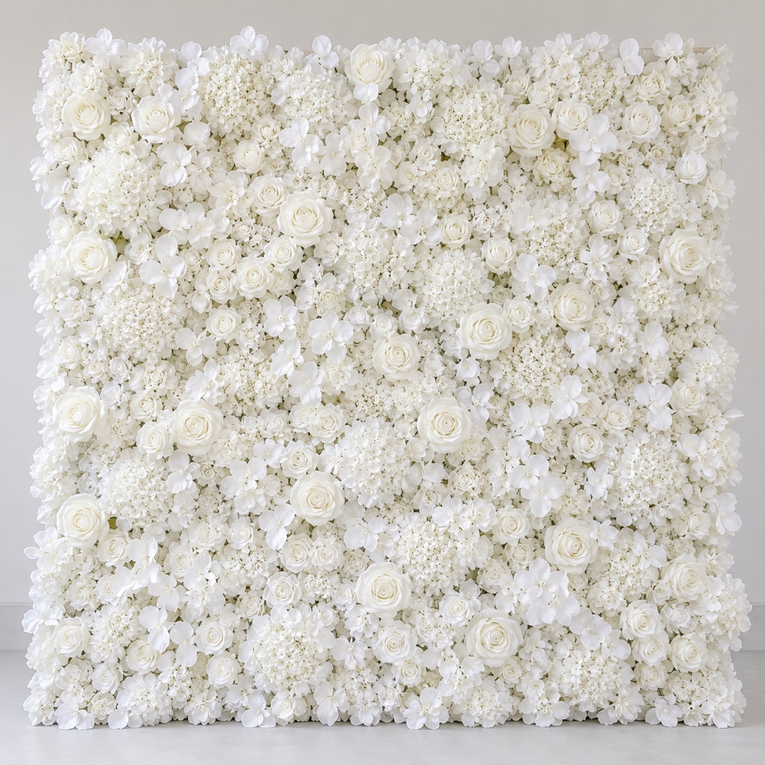 Mur de fleurs blanches