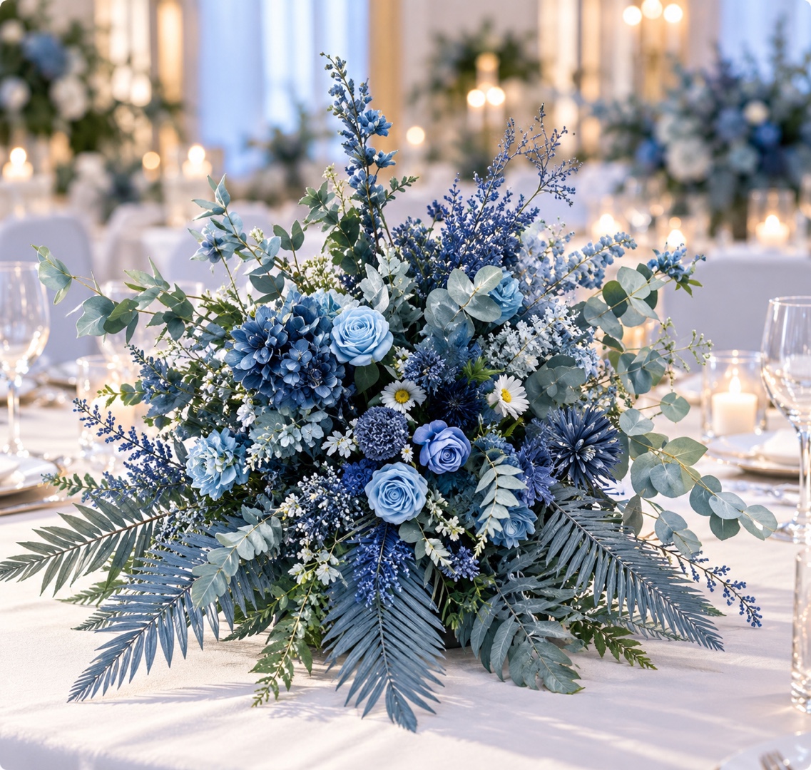 Boule de fleurs bleues – 45 cm
