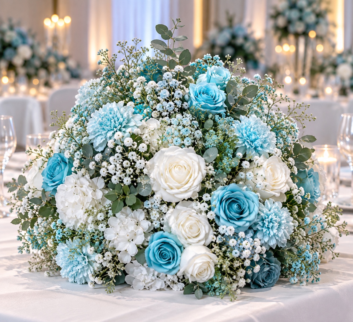Boule de fleurs turquoise – 60 cm