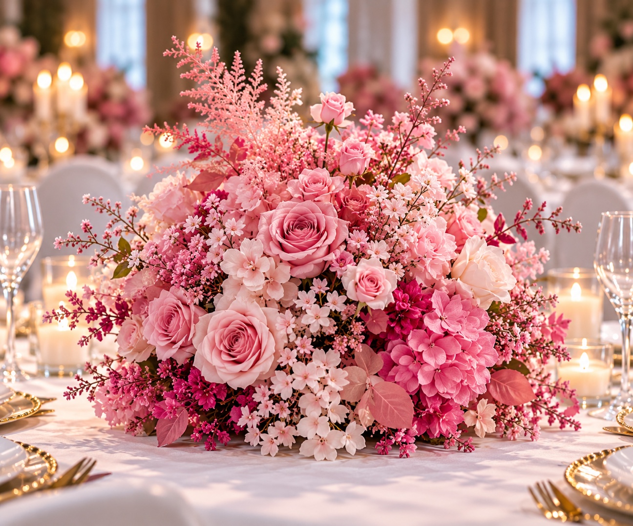 Boule de fleurs roses – 45 cm