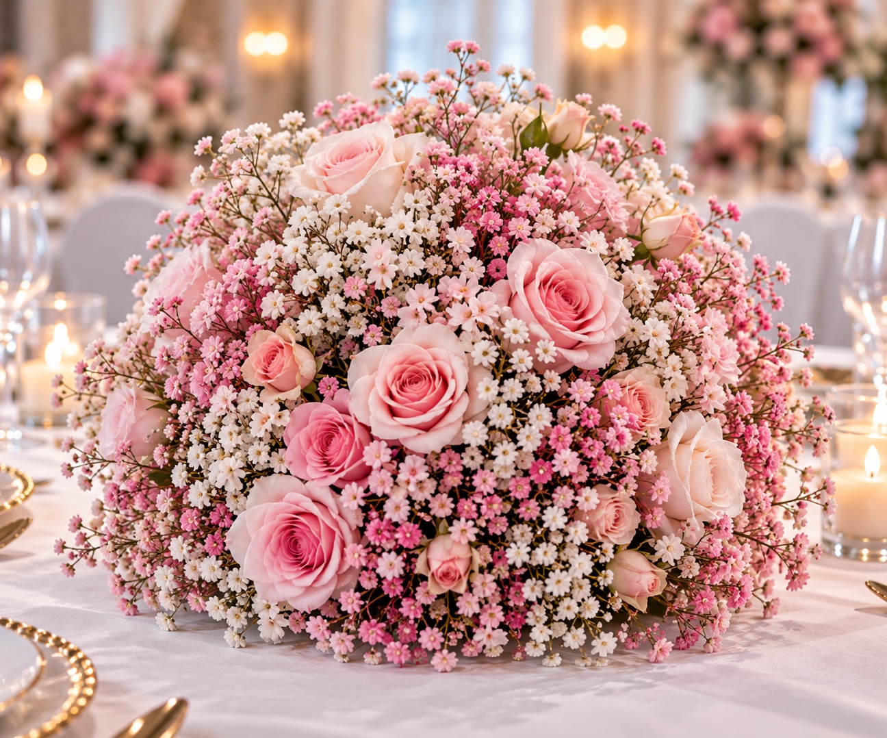Boule de gypsophile rose – 45 cm